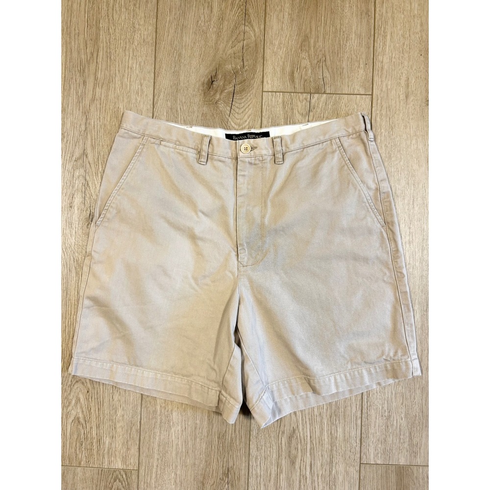 Banana Republic Foster Mens Khaki Chino Shorts 34 Tan 100% Cotton Solid